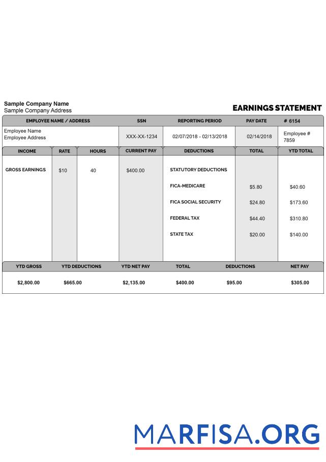 Employee gross earnings Выписка из банка in Формат образец