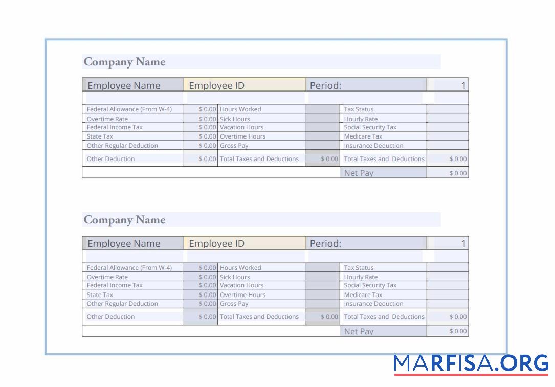 Employee pay stub Версия 3 PDF and Word Форматы предпросмотр