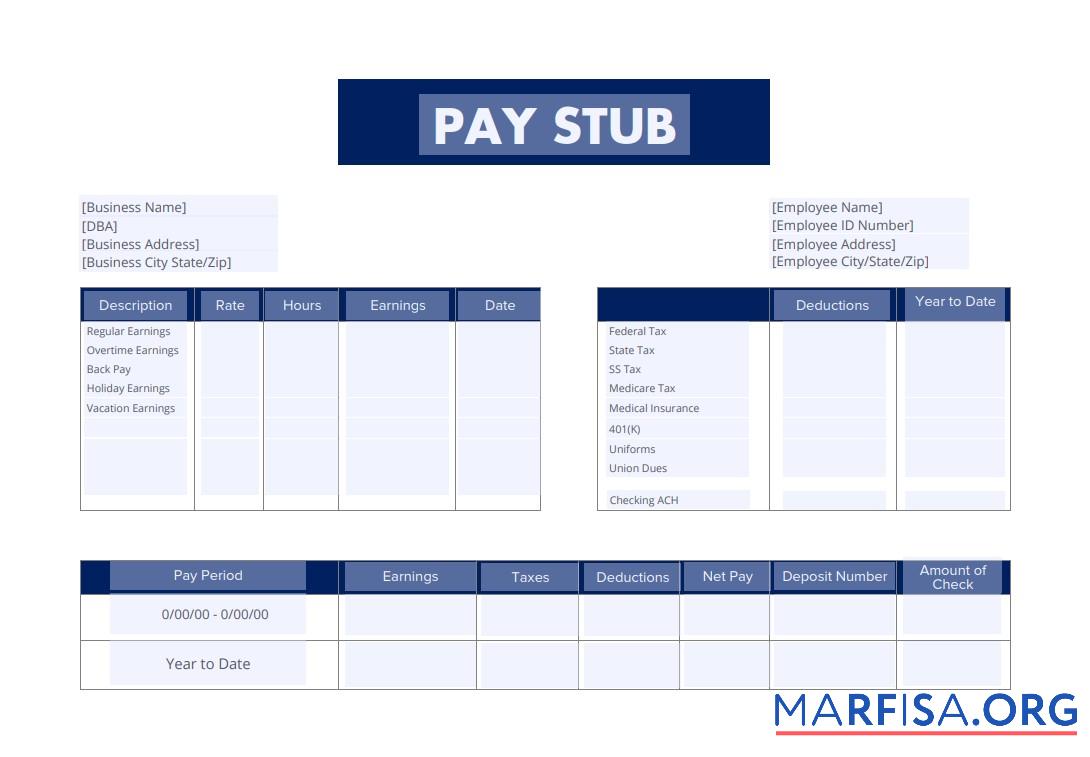 Employee pay stub Версия 6s образец