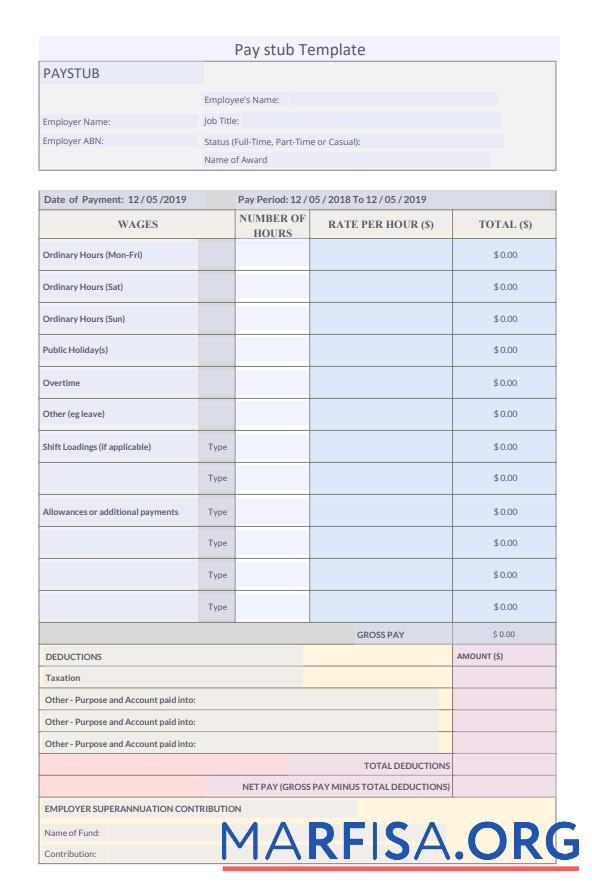 Employer superannuation contribution pay stub образец