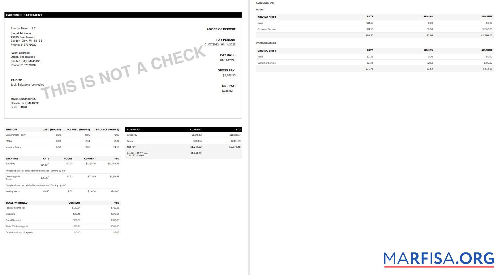 Golden Limousine pay stub in PDF and Words Формат (1) макет