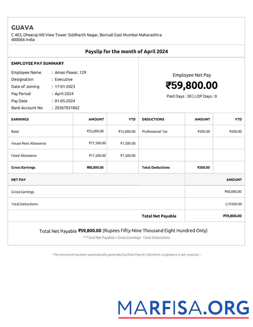 Guava payslip образец