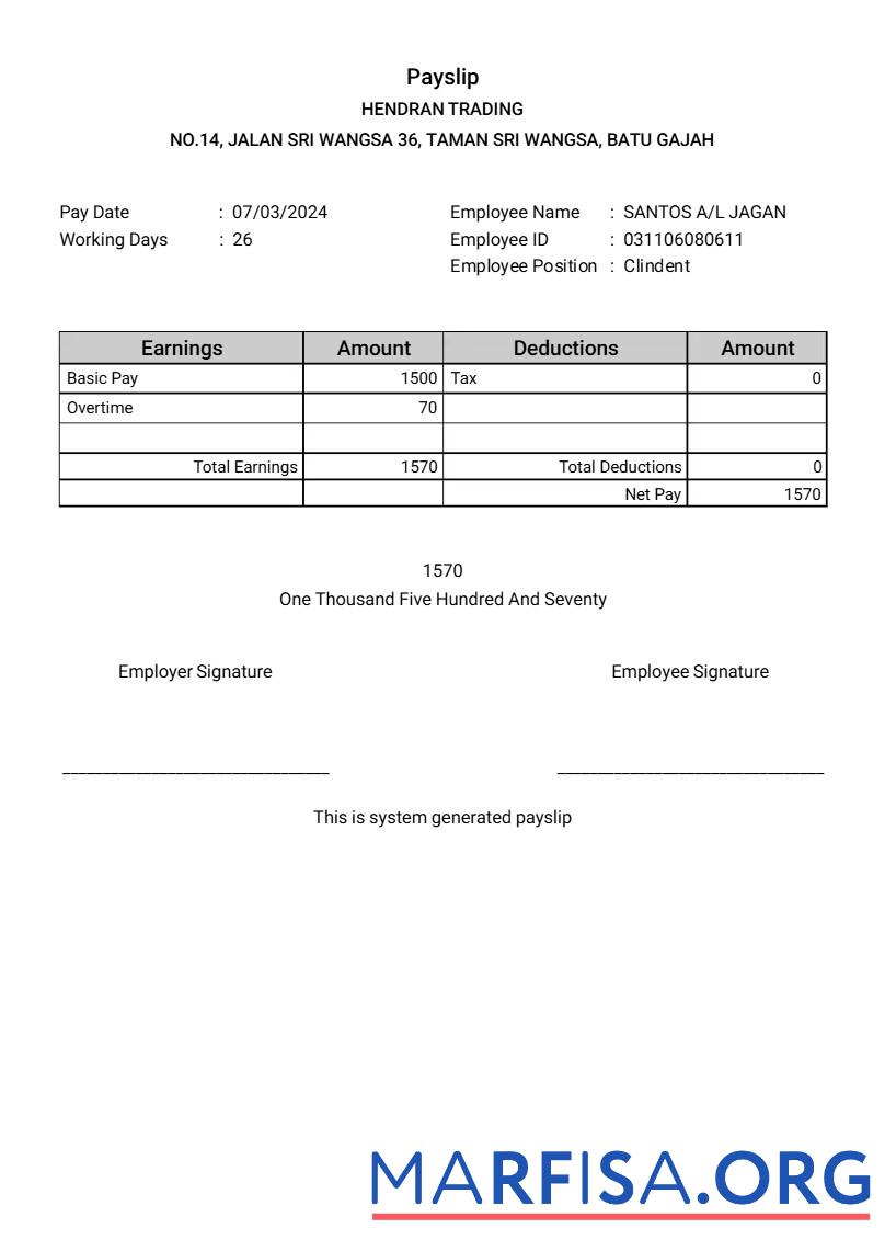Hendran Tranding building Компания payslip шаблон