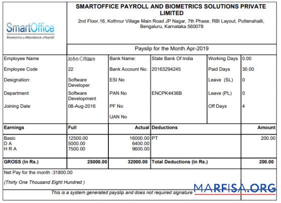 Индия Smartoffice and Biometrics Solutions Private Limited Payroll дизайн