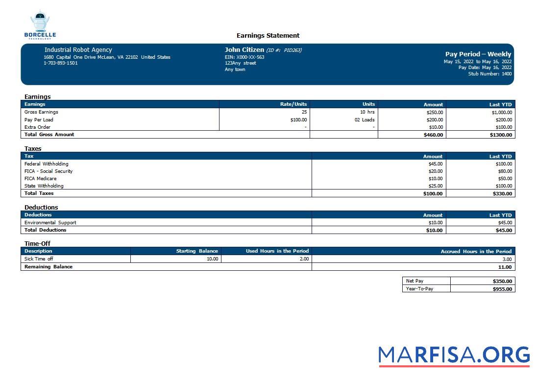 Industrial robot Компания payslip макет