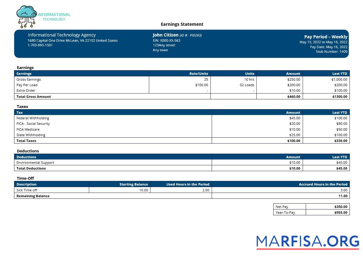 Информация Технология Компания paystub образец