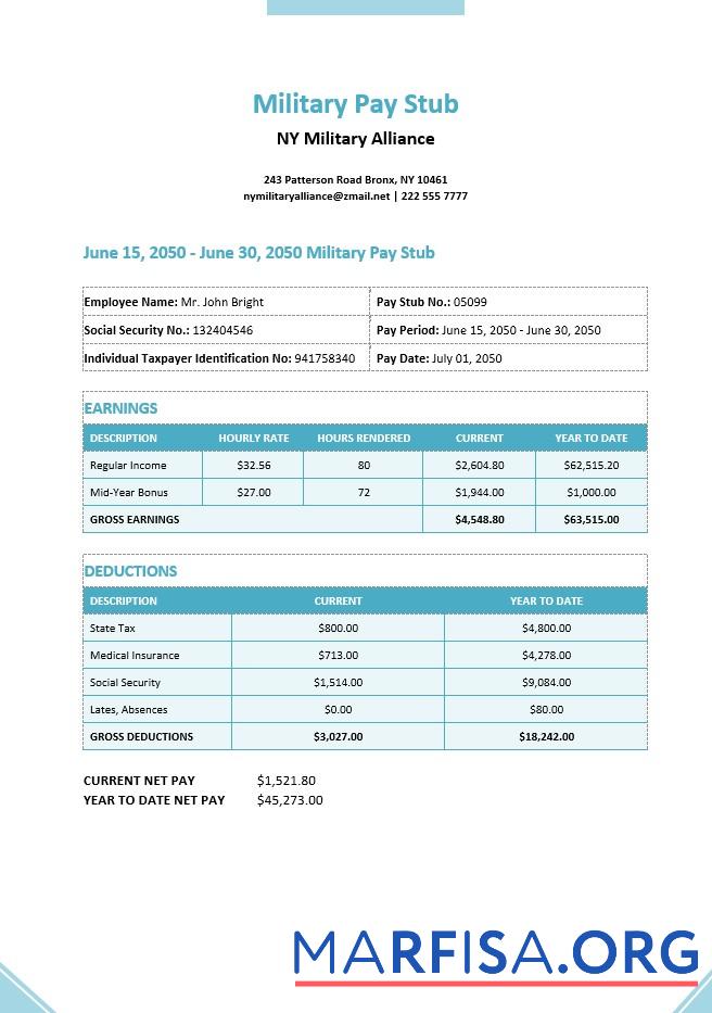 Military Pay Stub (1) дизайн