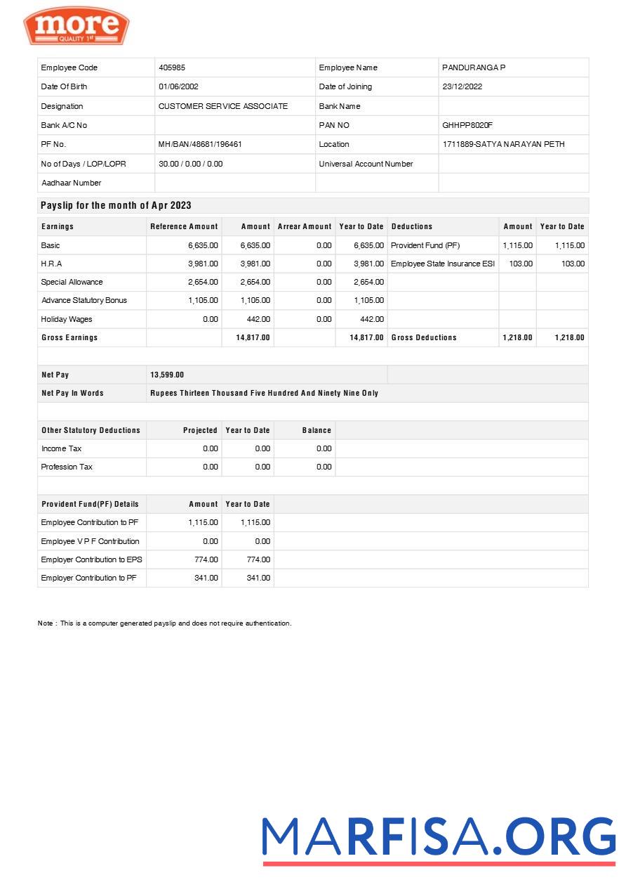 More Качество 1st grocery shop payslip макет