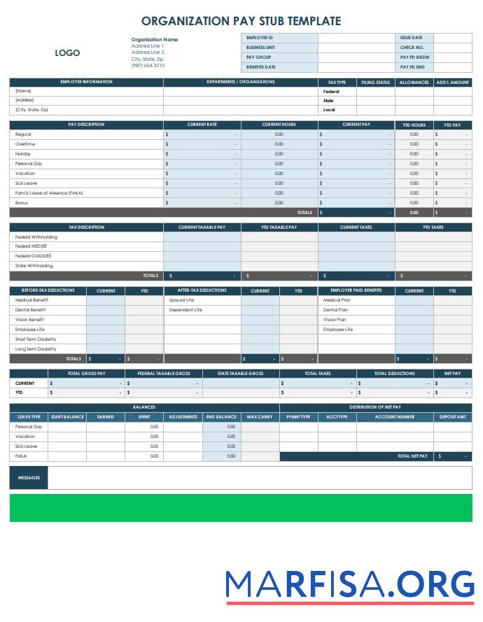 Organization Pay Stub макет