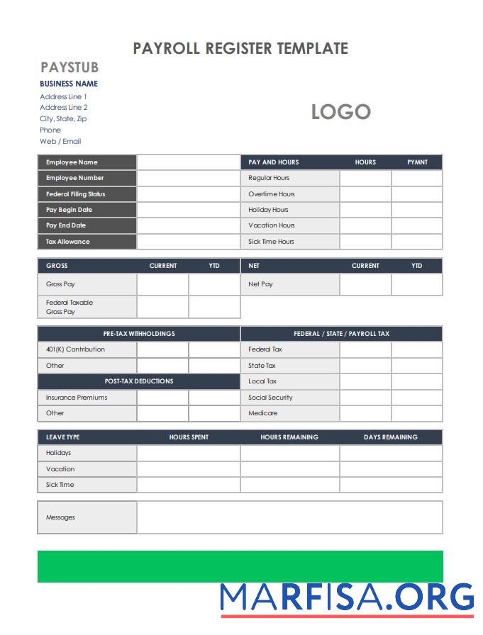 Payroll Register макет