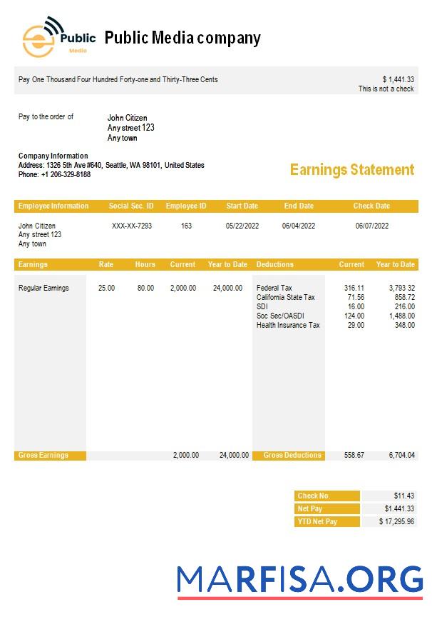 Public media Компания earning Выписка из банка предпросмотр