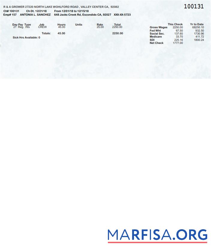 R & A Grower pay stubs шаблон