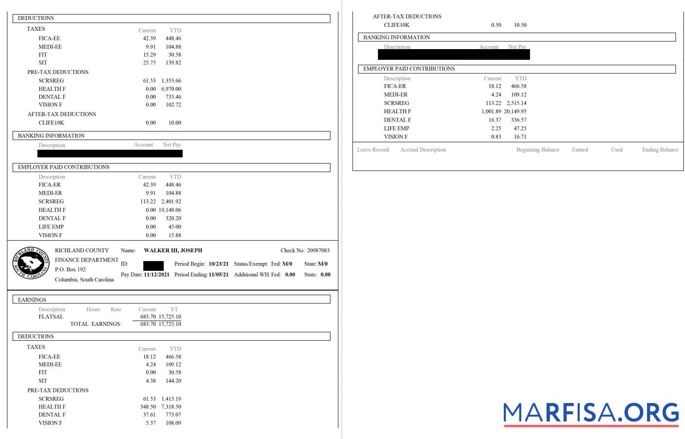 Richland County Paystub образец
