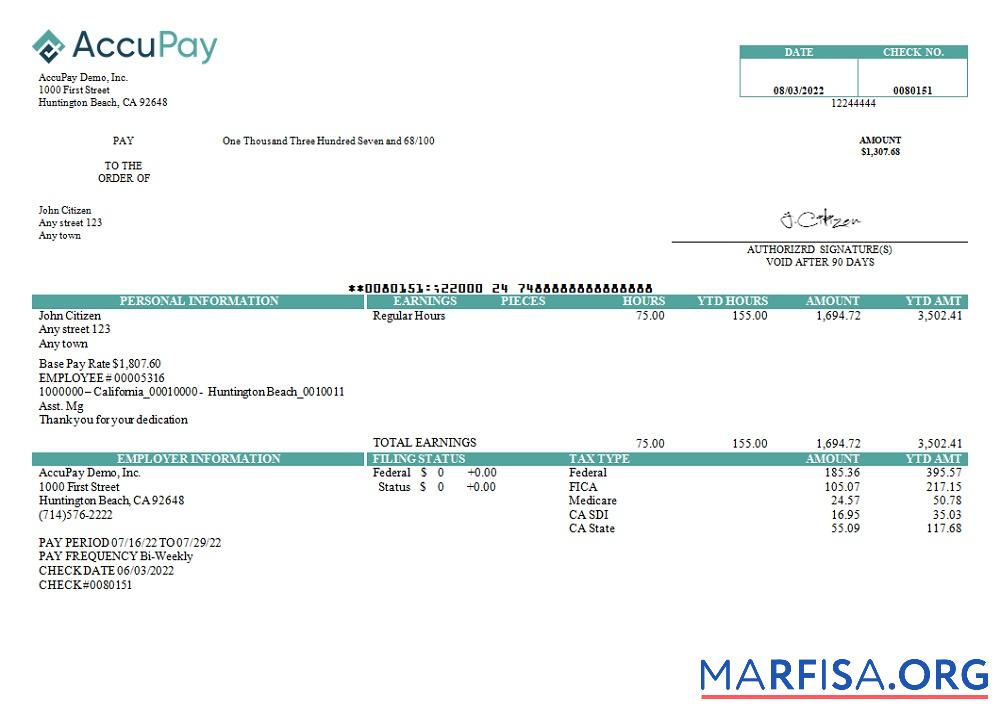 США Accupay Demo Inc. payroll Компания дизайн