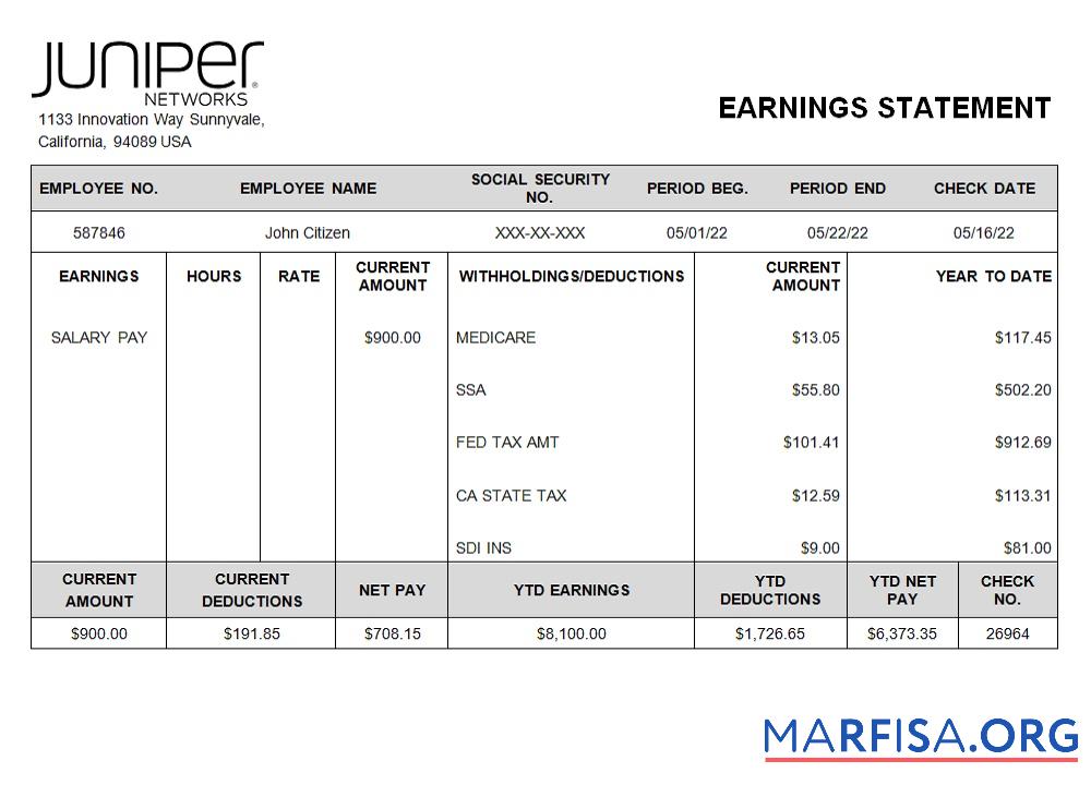 США Juniper networking Компания pay stub предпросмотр