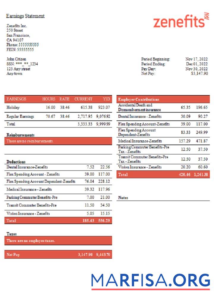 США Zenefits Технология Компания pay stub дизайн