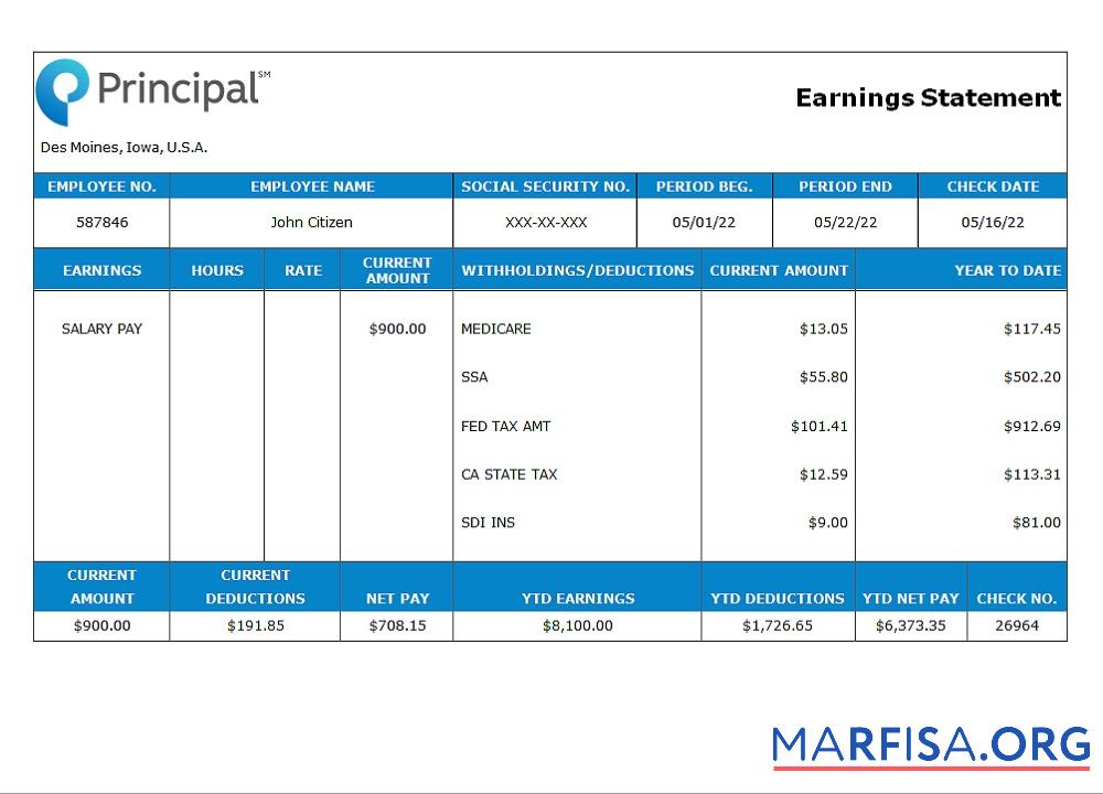 США financial earning Выписка из банка 1 дизайн