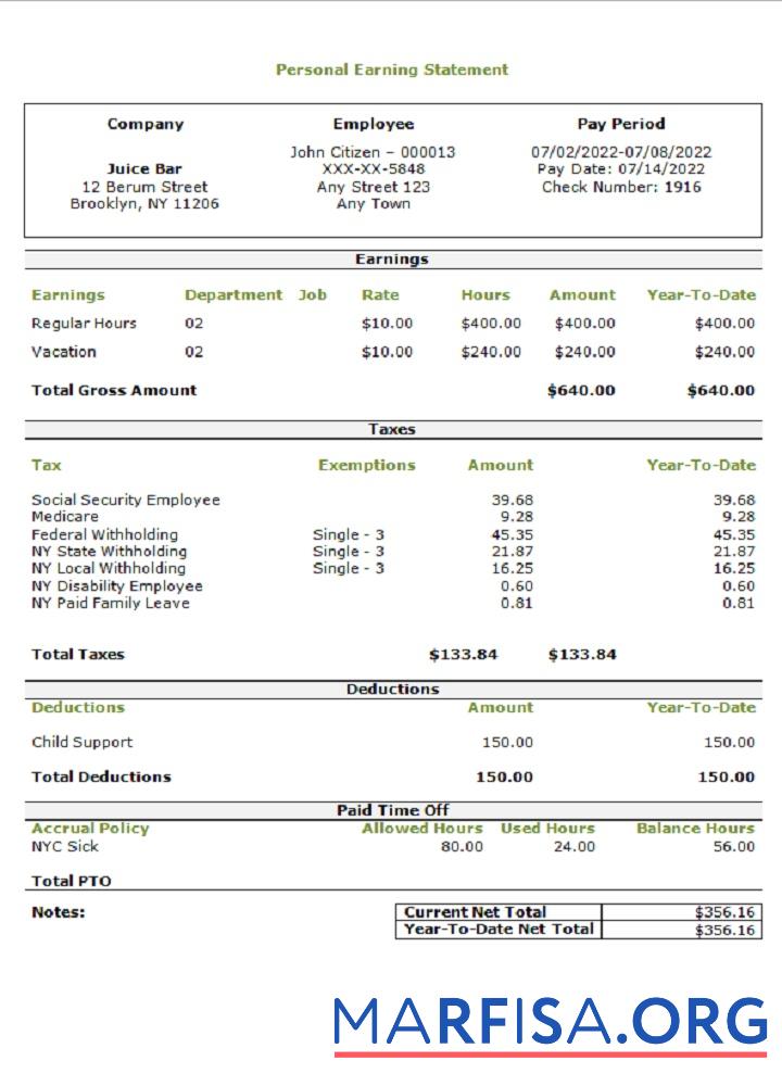 США personal earning Выписка из банка дизайн