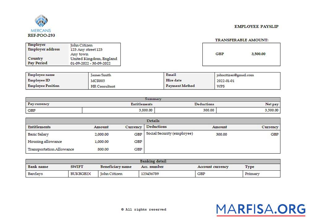 Великобритания Mercans Global Payroll Solutions & Services payroll Компания образец