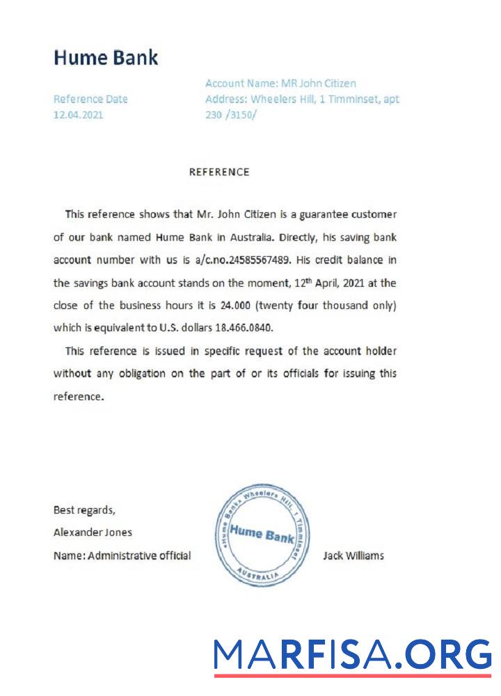 Австралия Hume Справка макет