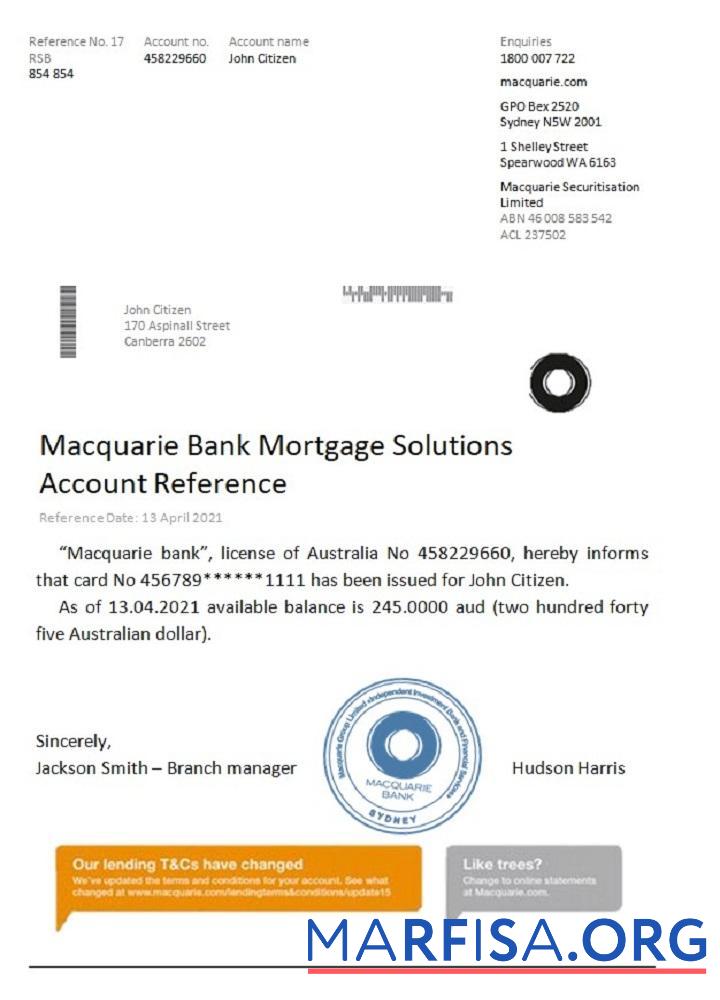 Австралия Macquarie Справка предпросмотр