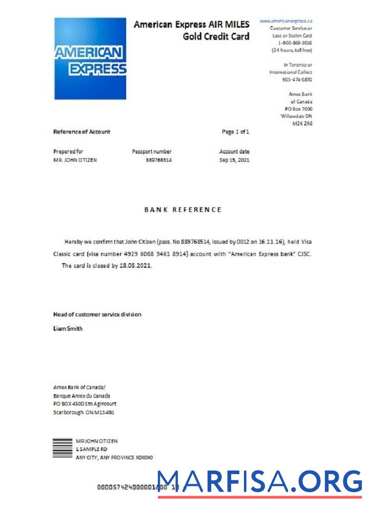 Канада American Express Air Miles Gold Кредит Карта closure Справка макет