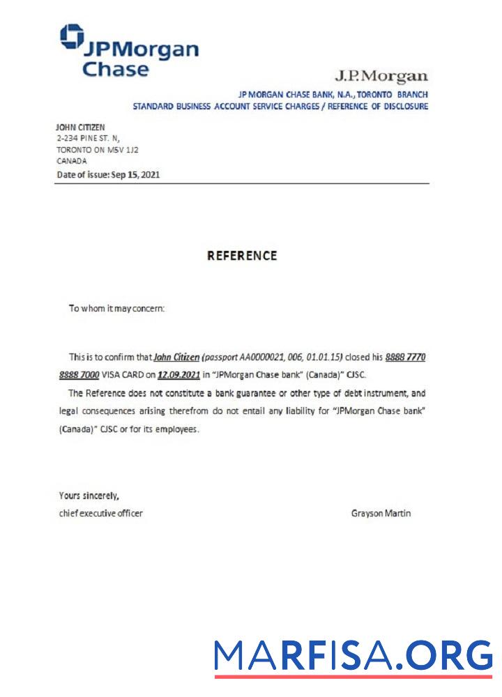 Канада JP Morgan Chase closure Справка дизайн