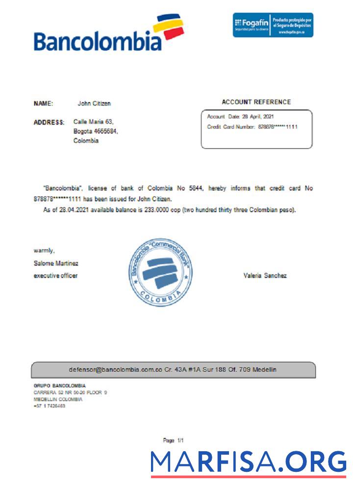 Колумбия Bancolombia Справка дизайн
