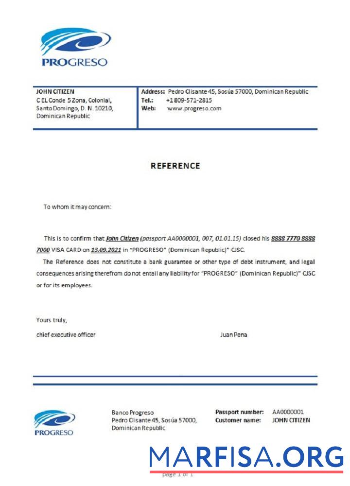 Dominicia Banco Progreso closure Справка предпросмотр