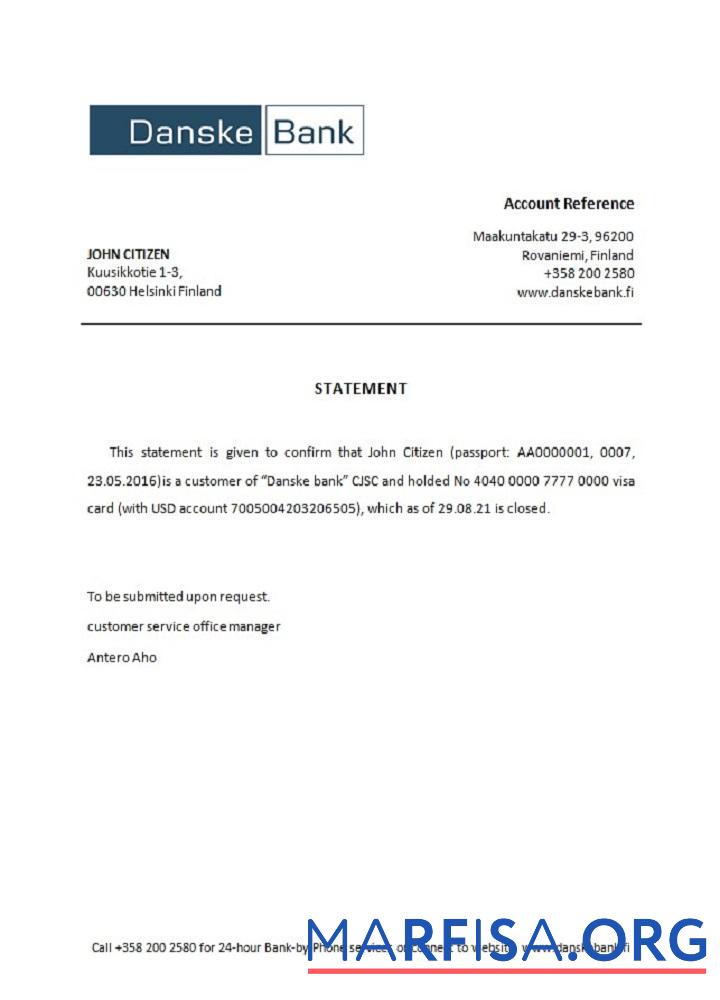 Финляндия Danske closure Справка дизайн