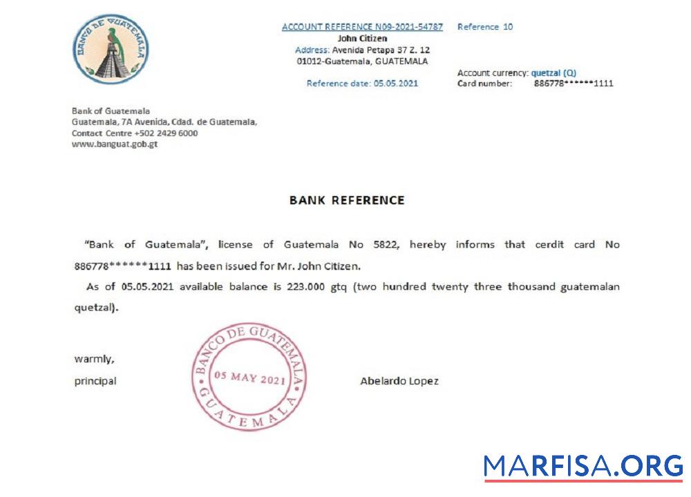 Гватемала Банковский of Гватемала Справка макет