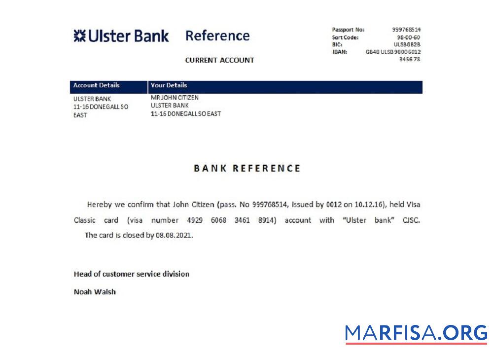 Ирландия Ulster Банковский closure Справка шаблон