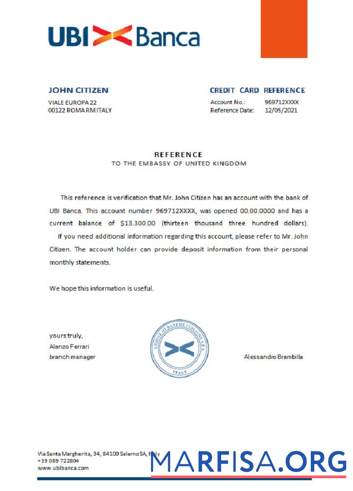 Италия Ubi Banca Справка дизайн