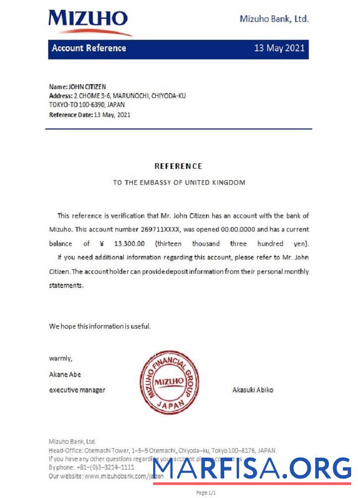 Япония Mizuho Справка дизайн