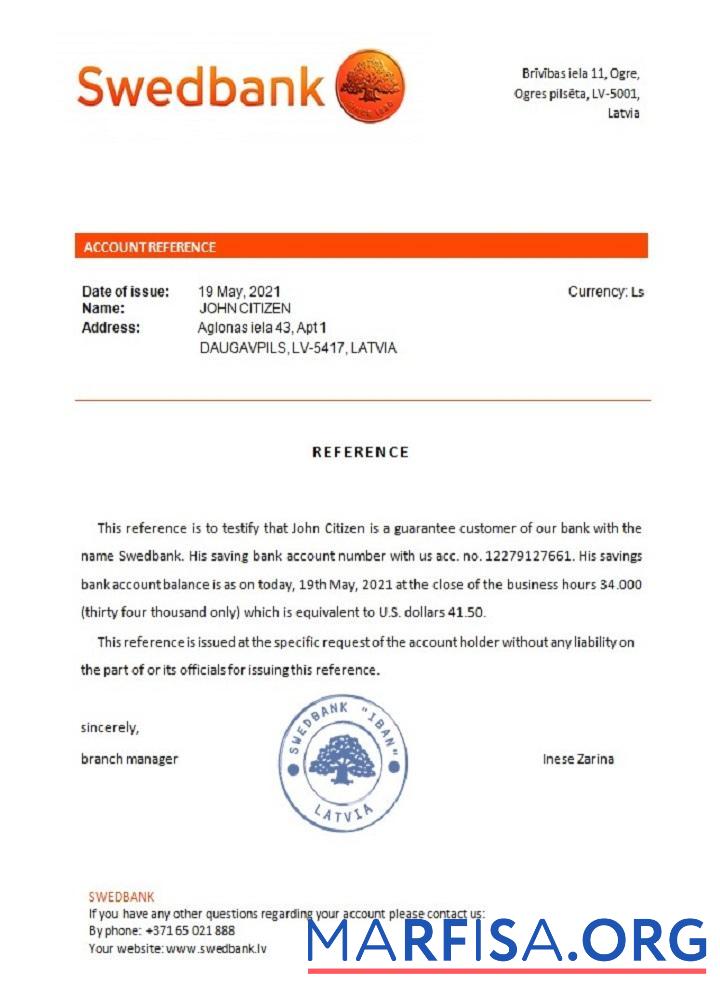 Латвия Swedbank Справка дизайн