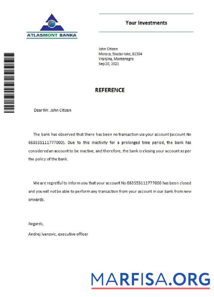 Черногория Atlasmont Банковский closure Справка дизайн