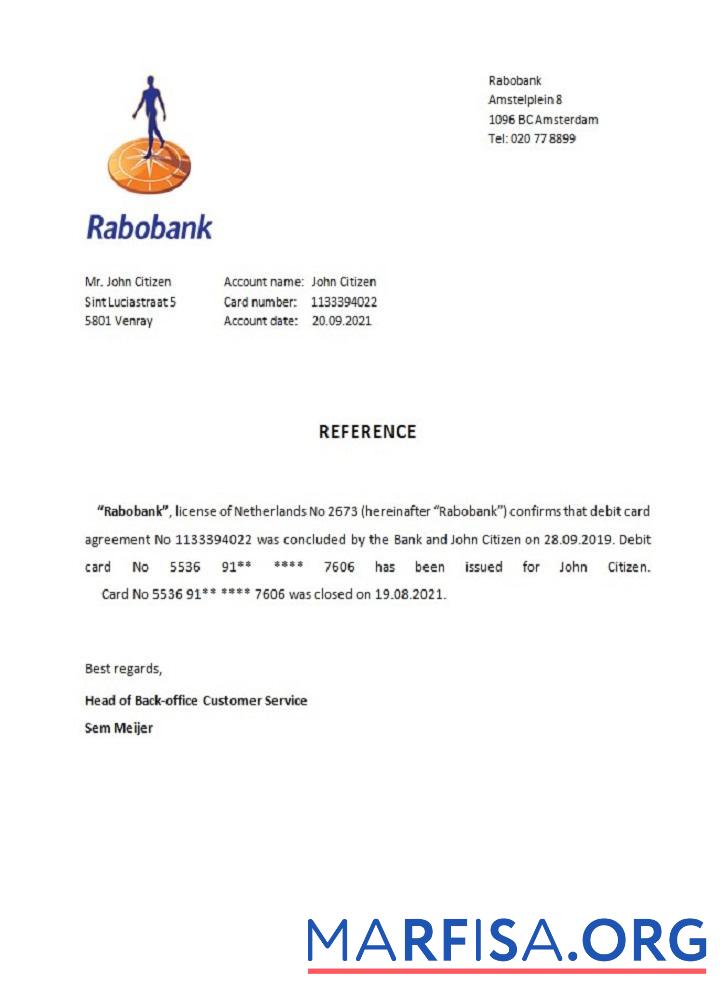 Нидерланды Rabobank closure Справка дизайн