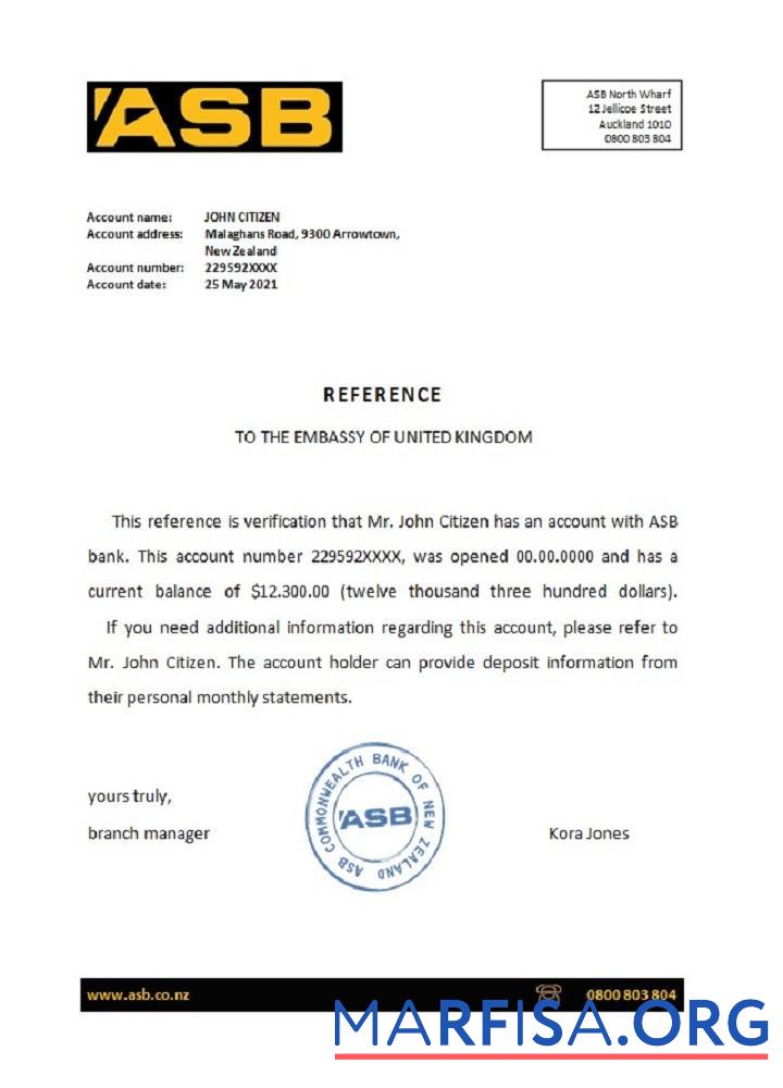Новая Зеландия ASB Справка дизайн