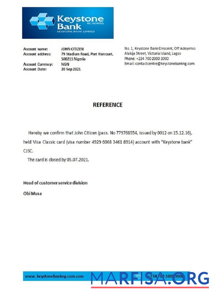 Нигерия Keystone Банковский closure Справка шаблон