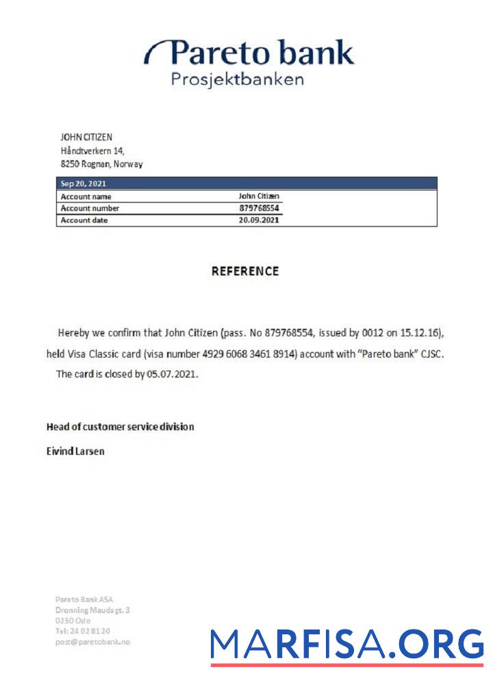 Норвегия Pareto closure Справка образец