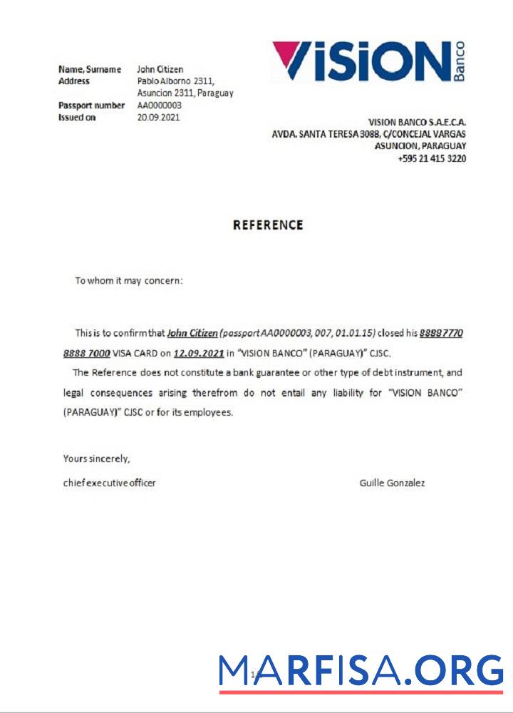 Парагвай Vision closure Справка дизайн
