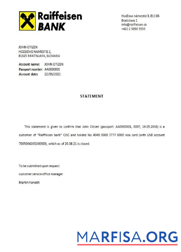 Словакия Raiffeisen closure Справка дизайн