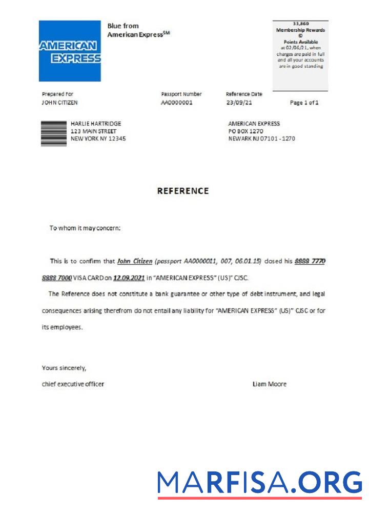 США American Express closure Справка образец