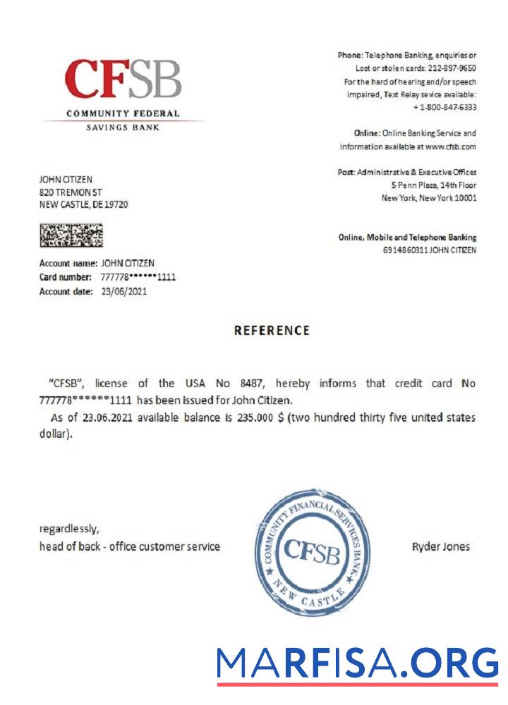 США CFSB Справка предпросмотр