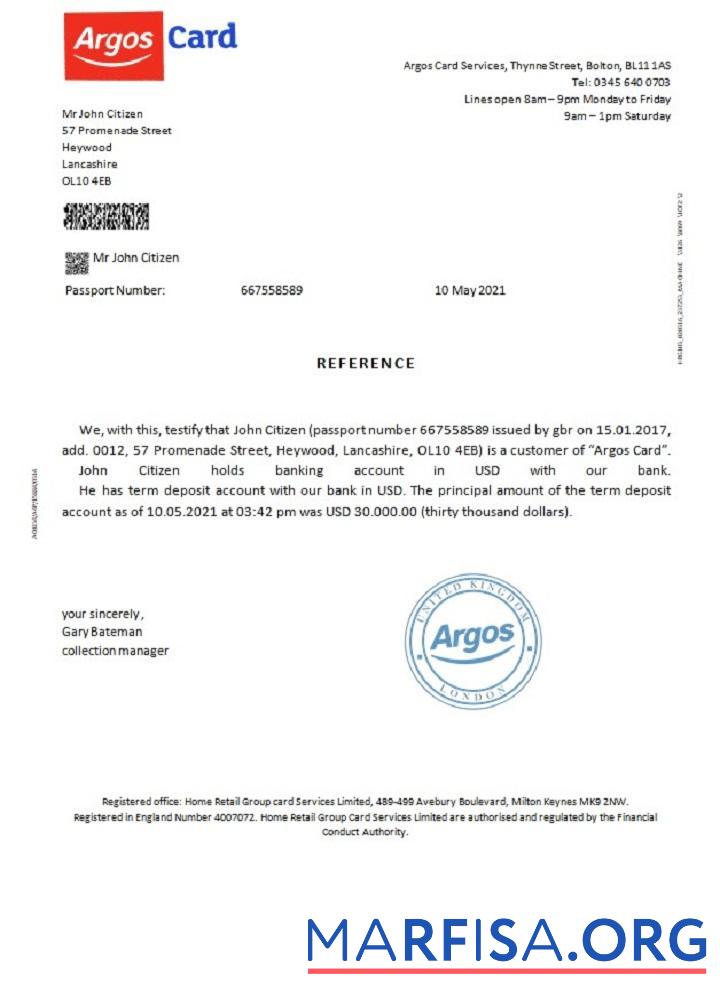 Великобритания Argos Карта Справка шаблон