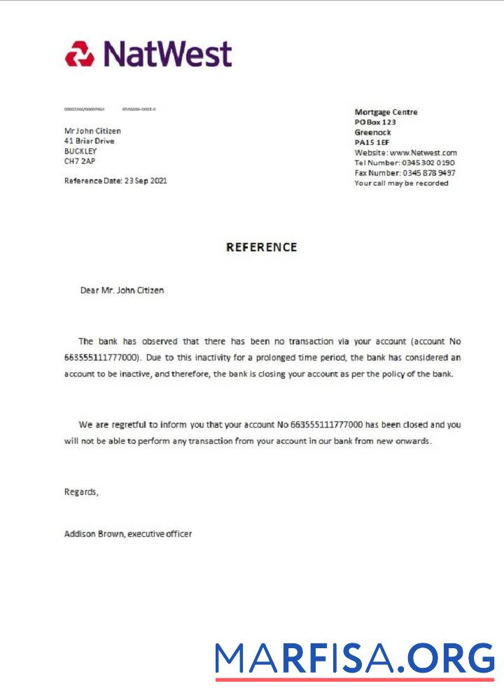 Великобритания Natwest closure Справка предпросмотр