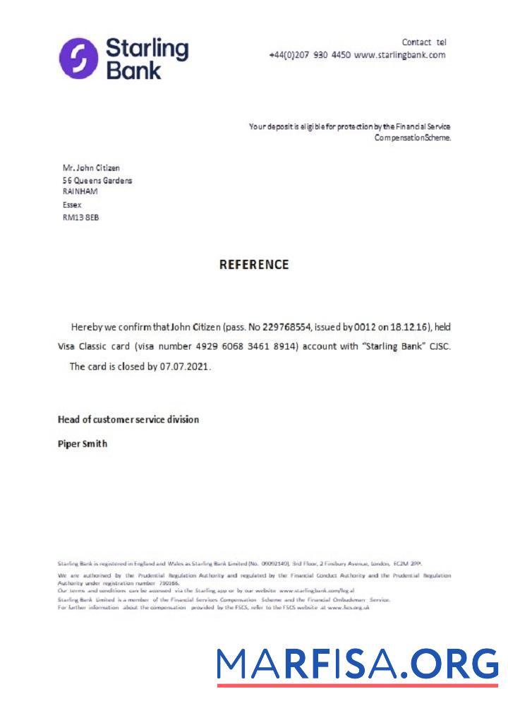 United Kingdombank closure Справка шаблон