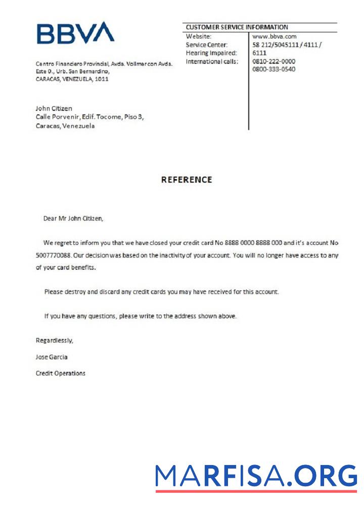 Венесуэла BBVA Банковский closure Справка дизайн