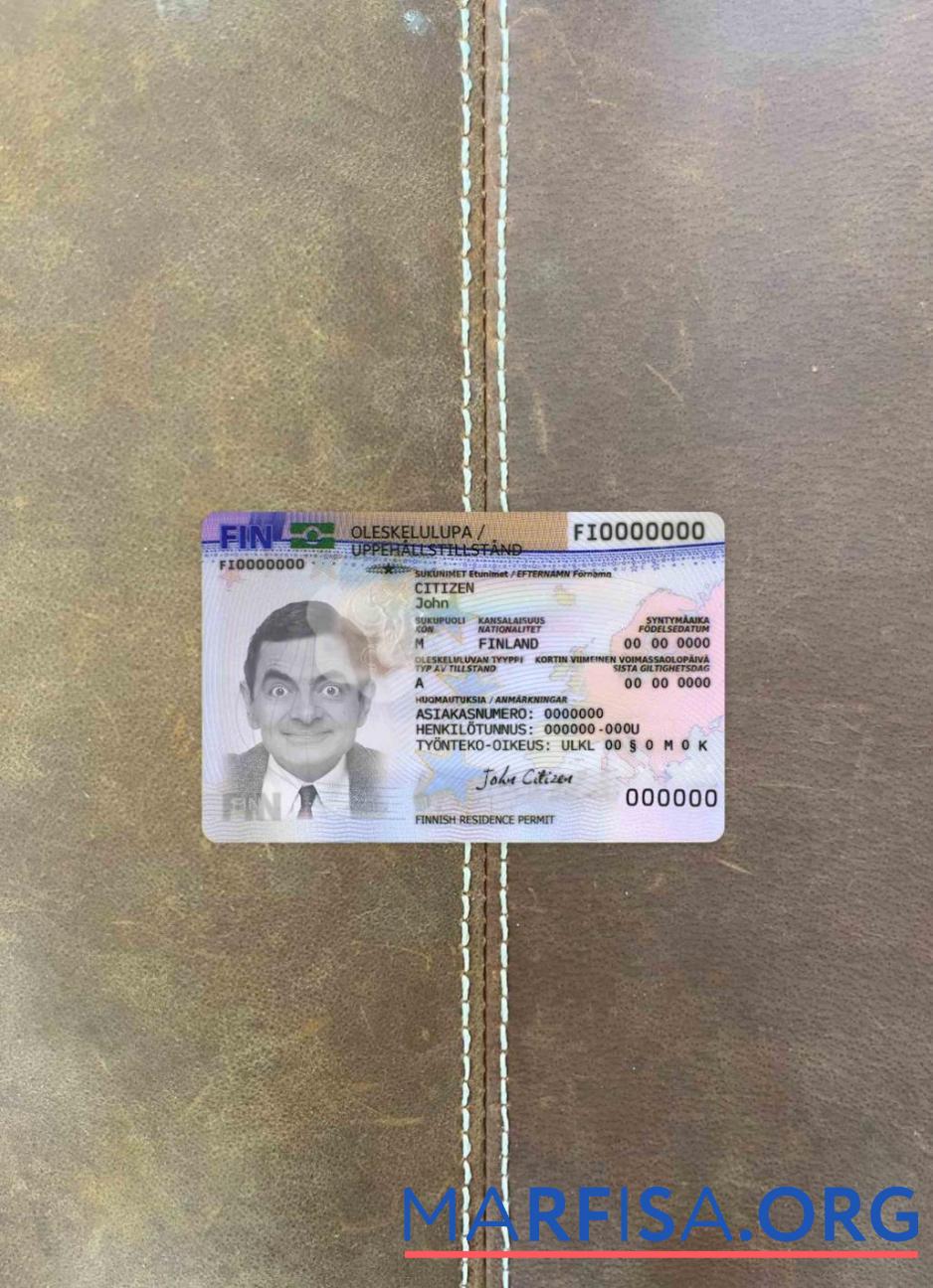 Финляндия Резиденция Разрешение Версия 2 фотообраз Лицевая сторона макет