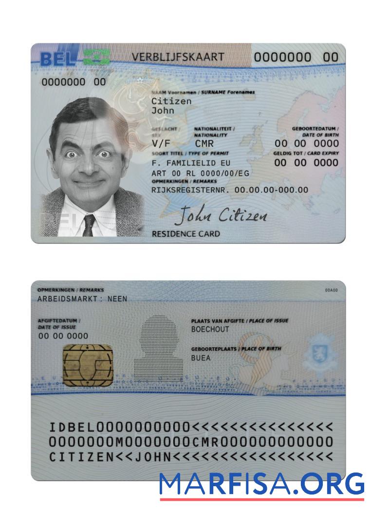 Belgien Wohnsitz Genehmigung Karte Design